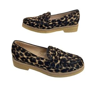 Longchamp Women’s Le Pliage Heritage Penny Loafer Leopard Calf Hair Size: 7 (38)